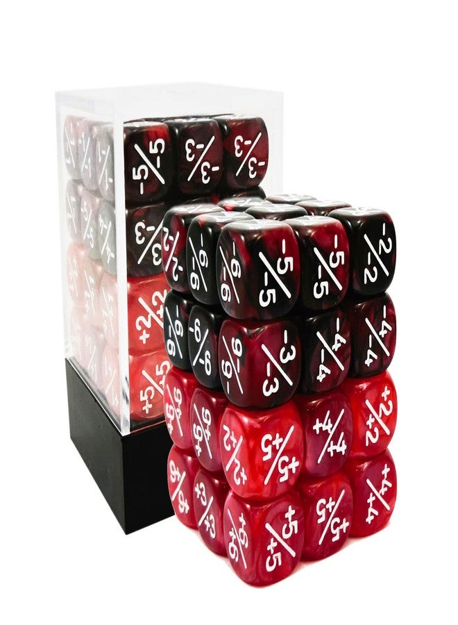 BESCON 36pcs 12mm Positive and Negative Dice Counters Marble Red+Gemini Red&Black Set, Small Token Loyalty Compatible With MTG, CCG, Card Games - Image 1